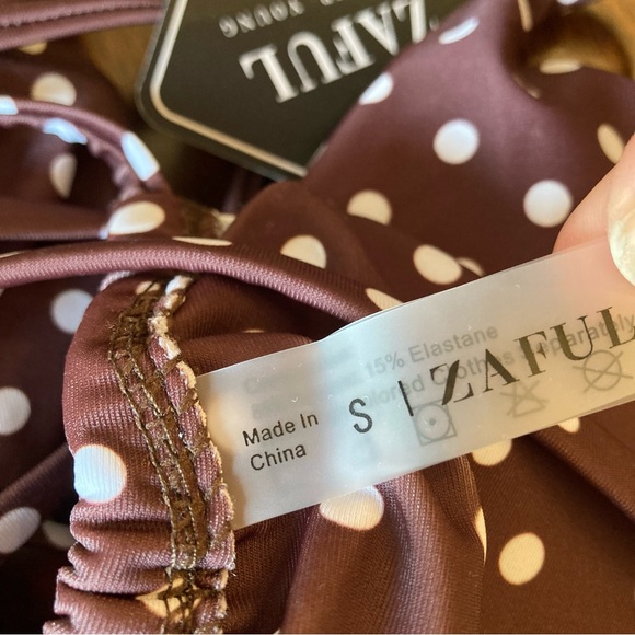 ZAFUL Brown White Polka Dot Bikini Swimsuit NWT - Picture 5 of 7